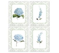 BESERH Blue Hydrangea Wall Decor, Hydrangea Floral Wall Art Prints, Grandmillennial Elegant Sage Green Flower Posters for Home Bedroom Living Room Dorm, 8x10 Inches Set of 4 Unframed