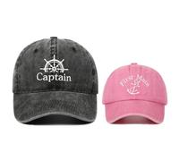 Besforta 2Pcs Embroidered Captain & First Mate Matching Hat Skipper Boating Parent-Child Baseball Caps Adjustable Nautical Yacht Mama Mini Dad Son Sailor Cap