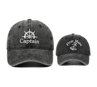 Besforta 2Pcs Embroidered Captain & First Mate Matching Hat Skipper Boating Parent-Child Baseball Caps Adjustable Nautical Yacht Mama Mini Dad Son Sailor Cap