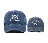 Besforta 2Pcs Embroidered Captain & First Mate Matching Hat Skipper Boating Parent-Child Baseball Caps Adjustable Nautical Yacht Mama Mini Dad Son Sailor Cap