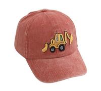Besforta Cute Embroidery Excavator Toddler Kids Baseball Cap Adjustable Cotton Washed Vintage Dad Hat for Boys Girls Age 2-8 Orange