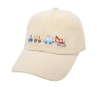 Besforta Cute Excavator Tractor Truck Embroidery Kids Baseball Cap Adjustable Cotton Washed Vintage Funny Sun Hat for Boys Girls Age 2-8 Khaki
