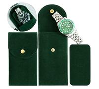 Besforu 4PCS Watch Travel Case for Men and Women Portable Velvet Watch Pouch Watch Storage Bag and Organizer (4-Green)