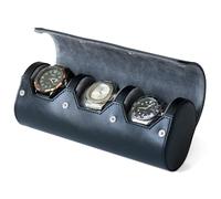 Besforu Watch Box Organizer for Mens Watch case Travel roll Portable 3 Watch Display Storage with Velvet Sections to Holder Large Watch (Black)