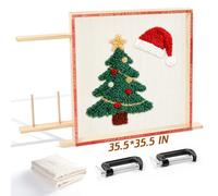 BESGEER Tufting-Frame-for-Rug-Making, Rug Tufting Frame with Tufting Cloth, 35.5” x 35.5” Rug Tufting Frame Wooden Tufting Frame Rug Making Supplies for Tufting Gun, Table Stand Frame Carpet Making