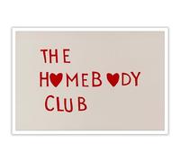 Beshdomp Funny The Homebody Club Posters Minimalist Unique Beige And Red Heart Personalized Font Prints Painting Cute Quote Wall Art Trendy Minimalist Room Aesthetic 12x16in Unframed