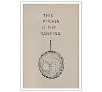 Beshdomp Minimalist Trendy Kitchen Wall Art Print This Kitchen Is For Dancing Sign Poster Retro Disco Ball Wall Decor Funky Aesthetic Disco Ball Poster Bar Cart Wall Decor 12x16in Unframed