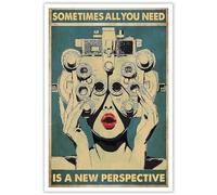 Beshdomp Sometimes All You Need Is A New Perspective Posters Retro Blue Ophthalmology Head Art Trendy Abstract Human Eye Structure Prints Painting Optician Eye Anatomy Decor 12x16in Unframed