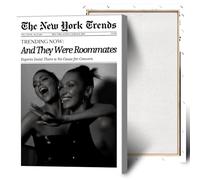 Beshdomp Vintage And They Were Roommats Posters Black And White Newspaper Canvas Wall Art New York Times Magazine Headline Prints Painting For Home Bedroom Dorm Wall Decor 12x16in Framed
