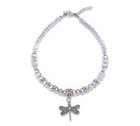 BESHEEK - Adjustable Dragonfly Butterfly Anklet for Women Handmade Hypoallergenic Boho Beach Gala Fashion Jewelry, Tala Única, Crystal Glass