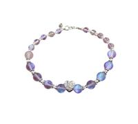 BESHEEK Lava Stone and Mermaid Glass Stretch Bracelet for Women Handmade Hypoallergenic Beach Gala Wedding Style Jewelry, normal, Glass Metal Nickel