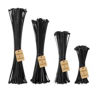 Beshine Black Cable Ties, 100/150/200/300mm x 3.6mm, 4 Sizes Tie Wraps, Pack of 240 - Self Locking Small Nylon Zip Ties for Home Office Garage and Workshop