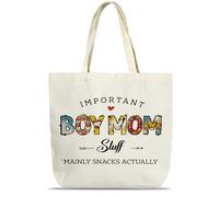 Beshoul Boy Mom Gifts, Mom Tote Bag for Shopping Traveling Working | Mama Tote Bag for Thanksgiving Birthday Gift | Canvas Tote Bags for Women Mommy Mother-C02