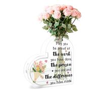 Beshoul Heart Vase, Acrylic Heart Shaped Vase for Flowers, Thank You Gifts for Women Boss Coworkers Leader Teacher, Inspirational Clear Acrylic Book Shaped Decorative Vase - C03