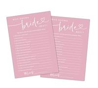 Beshoul Minimalist Bridal Shower Games, Who Knows The Bride Best, 25 Wedding Party Games, Pink Bridal Shower Games for New Couples Party - B03