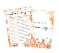 Beshoul Thanksgiving Bridal Shower Games, Fall Pumpkin What Did The Groom Say Game, 25 Elegant Wedding Cards for New Couples Party Engagement Bachelorette - C02