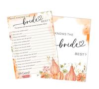 Beshoul Thanksgiving Bridal Shower Games, Fall Pumpkin Who Knows The Bride Best Game, 25 Elegant Wedding Cards for New Couples Party Engagement Bachelorette - C07