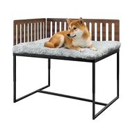 Beside Dog Bed,2 Panel Adjustable Height Dog Bunk Beds,40.1''x28.1'' Metal Dogs Bed Frame with Cushion,Large