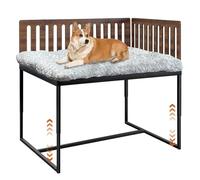 Beside Dog Bed,2 Panel Adjustable Height Dog Bunk Beds,40''x28'' Metal Dogs Bed Frame with Removable Cushion,Large