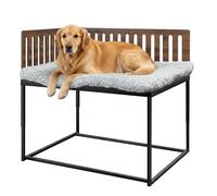 Beside Dog Bed,2 Panel Adjustable Height Dog Bunk Beds,48.1''x 32.1'' Metal Dogs Bed Frame with Cushion,X-Large