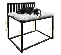 Beside Dog Bed,Adjustable Height Dog Bunk Beds,40''x28'' Metal Dogs Bed Frame with Cushion,Large