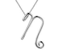 Besilver Capital Cursive Initial Letter N Necklace Charm 925 Sterling Silver Alphabet Pendant Women Men Unisex Monogram Name Bridesmaid Birthday Gift FP0024N