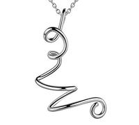 Besilver Capital Cursive Initial Letter W Necklace Charm 925 Sterling Silver Alphabet Pendant Women Men Unisex Monogram Name Bridesmaid Birthday Gift FP0024W