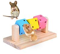 Besimple Hamster Chew Toys, Hamster Enrichment, Guinea Pig Toys and Accessories for Cage, Wood Hamster Platform Chew Toys for Teeth, Dwarf Hamster Chews, Colorful Wooden Block for Small Pets