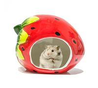 Besimple Hamster Hideout, Small Animal Hideout, Pet House, Lovely Shape, Hamster House, Cave, Mini Cabin Cage, Chinchilla Bathroom (Strawberry)