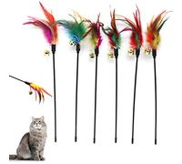 Besimple Set of 6 Feather Wands for Cats - Variable Colour - Coloured Feathers - for Cats and Kittens