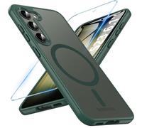 BESINPO For Samsung Galaxy S23 Case, S23 Case, with Tempered Glass Screen Protector, Military-Grade Protection Shockproof Cover Translucent Matte Back Anti-Scratch Phone Cover for Samsung S23(Green)