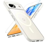 BESINPO Magnetic for Google Pixel 8A Case, with Tempered Glass Screen Protector, Fit for MagSafe, [Shockproof Military Grade Drop] Slim Bumper Cover Clear Back Case for Pixel 8A,White