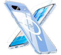 BESINPO Magnetic for Google Pixel 8A Case, with Tempered Glass Screen Protector, Fit for MagSafe, [Shockproof Military Grade Drop] Slim Bumper Cover Phone Case for Pixel 8A,Crystal Clear