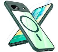 BESINPO Magnetic for Google Pixel 8A Case, with Tempered Glass Screen Protector, Fit for MagSafe, [Shockproof Military Grade Drop] Slim Bumper Cover Phone Case for Pixel 8A,Green