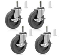 Besitu 4 Inches Stem Caster Wheels, 7/16-Inch Stem Diameter Swivel Casters Set of 4 with Side Brake, Heavy Duty TPR Replacement Wheels for Utility Cart Rubbermaid Mop Bucket Shop Vac Weber Grills