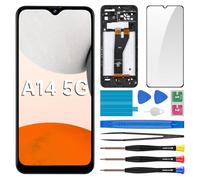 BESJMYT for Samsung Galaxy A14 Screen Replacement with Frame LCD Display Touch Digitizer Full Assembly and Side Button Ear Speaker Vibration Motor Glass Repair Tools Kit SM-A146B