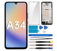 BESJMYT for Samsung Galaxy A34 Screen Replacement with Frame Ear Speaker