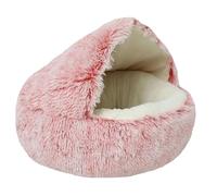 Beskie Calming Dog Bed & Cat Bed, Fluffy Plush Puppy Cushion, Kitten Cave, Small Dog Donut Cave, Indoor Cat Sleeping Bag, Soft Warm Pet Sleeping Pillow, Pink, 50cm
