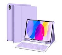 besky for iPad 11th 10th Generation Case with Keyboard - Detachable Bluetooth Keyboard Case with Pencil Holder for iPad 11-inch A16 2025 10th Gen 10.9 Inch 2022 (Purple)