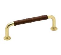 Beslag Design - 1353-96 Leather Handle, Brown/Polished Brass - Brown