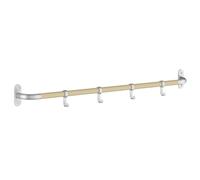 BESLAGSBODEN 4 Hook Coat Rack in Beech/Grey Aluminium, Length 1000mm