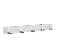 BESLAGSBODEN 5 Hook Coat Rack, White Wood/Satin Aluminium, Width 604mm