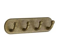 BESLAGSBODEN Antique Brass Finish Quadruple Towel Hook (190 x 48mm) Self Adhesive Bathroom Wall Mounted