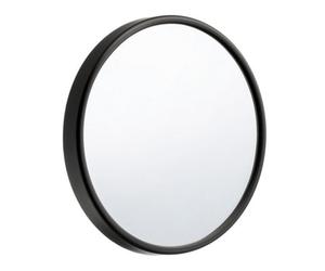 Beslagsboden Black Abs Plastic Bathroom Mirror (130mm) With Suction Cup Wall Mount, 12X Magnification, Makeup Shaving Mirror