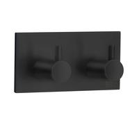 BESLAGSBODEN Black Stainless Steel Double Towel Hook (90 x 45mm) Self Adhesive Bathroom Wall Mounted
