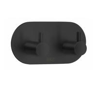 BESLAGSBODEN Black Stainless Steel Double Towel Hook (96 x 48mm) Self Adhesive Bathroom Wall Mounted
