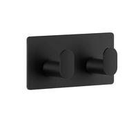 BESLAGSBODEN Black Stainless Steel Double Towel Hook (96 x 48mm) Self Adhesive Bathroom Wall Mounted