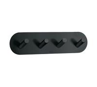 BESLAGSBODEN Black Stainless Steel Quadruple Towel Hook (192 x 48mm) Self Adhesive Bathroom Wall Mounted