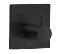 BESLAGSBODEN Black Stainless Steel Single Towel Hook (45 x 45mm) Self Adhesive Bathroom Wall Mounted