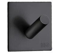 BESLAGSBODEN Black Stainless Steel Single Towel Hook (45 x 45mm) Self Adhesive Bathroom Wall Mounted